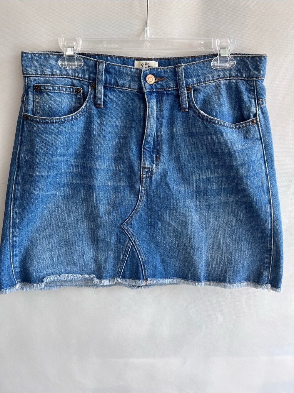 J. Crew Denim Mini Jean Skirt Raw Hem